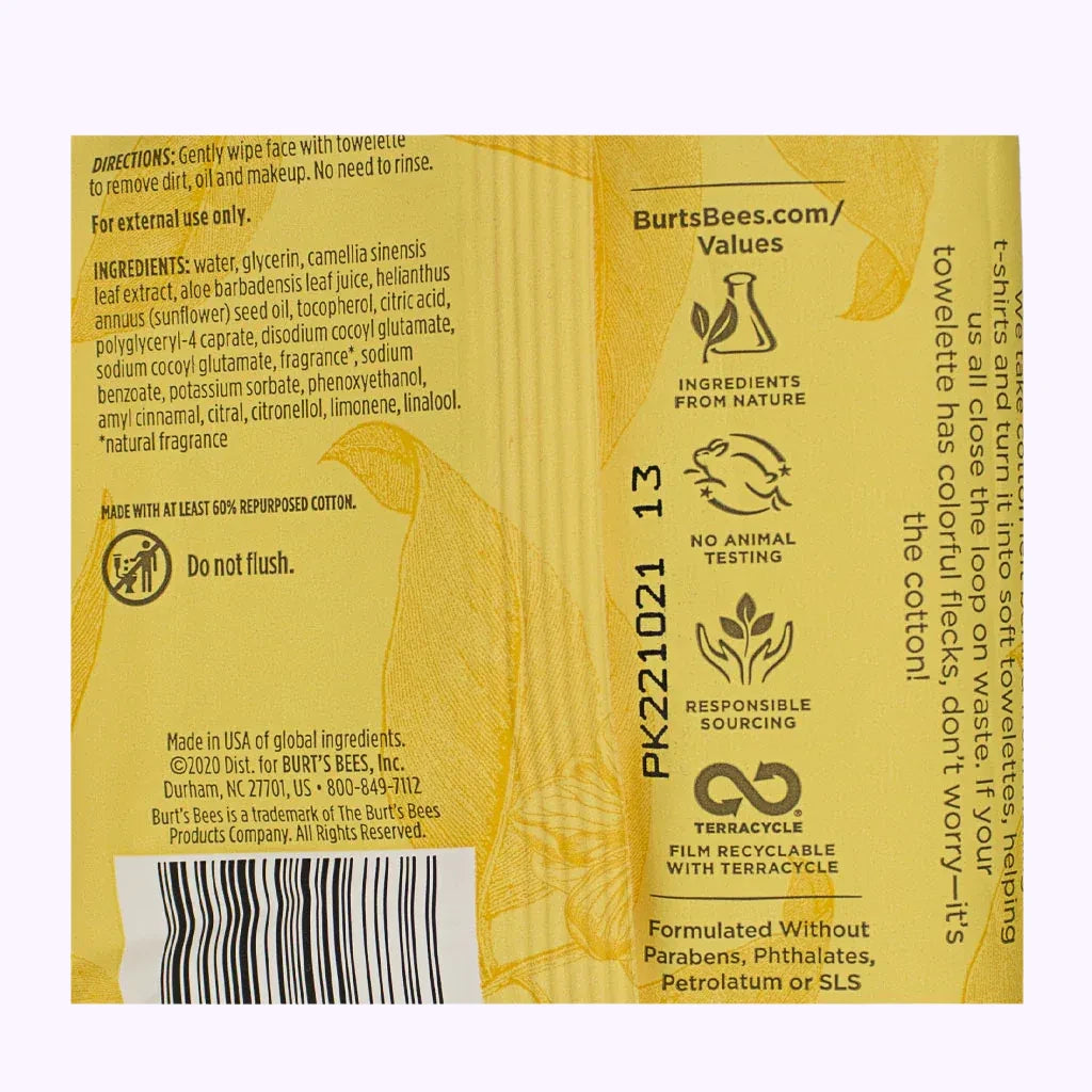 Burt's Bees Facial Towelettes 10 Pk