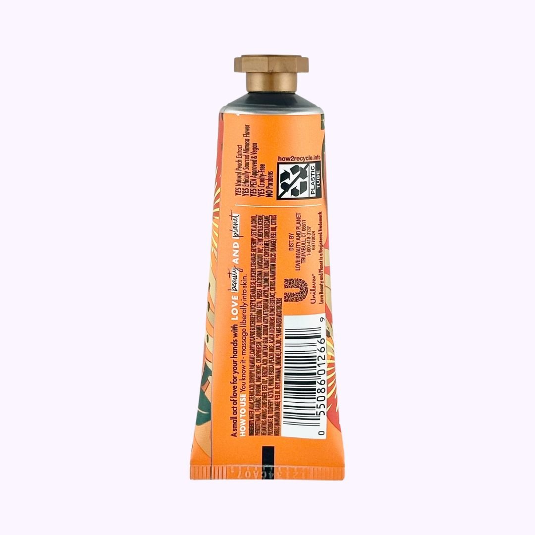 Love Beauty & Planet Beloved Peach Prosecco & Mimosa Flower Hand Lotion 1 Oz - CarrieAway