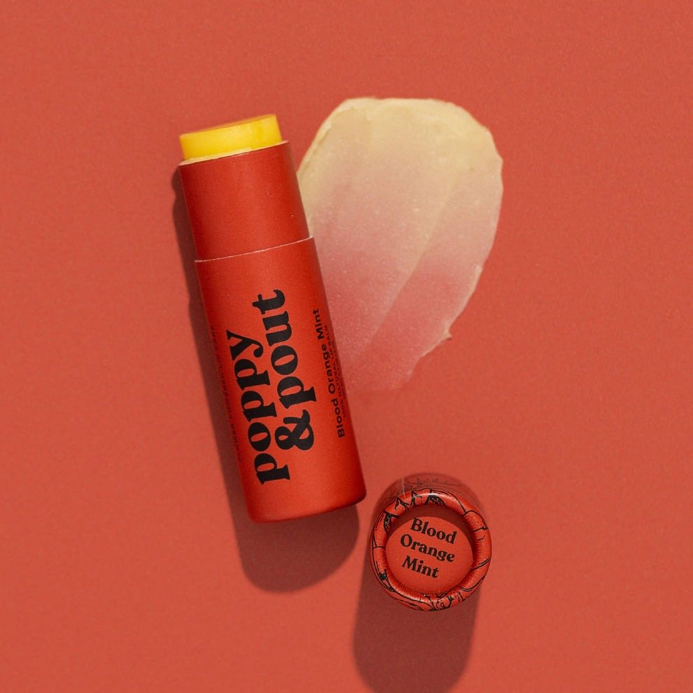 Poppy & Pout Lip Balm, Blood Orange Mint .3 Oz - CarrieAway