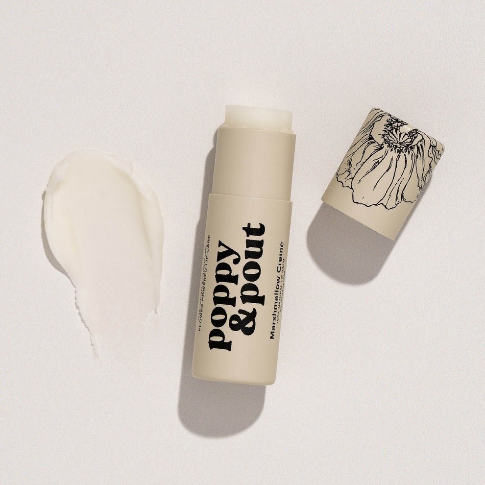 Poppy & Pout Lip Balm, Marshmallow Creme .3 Oz - CarrieAway