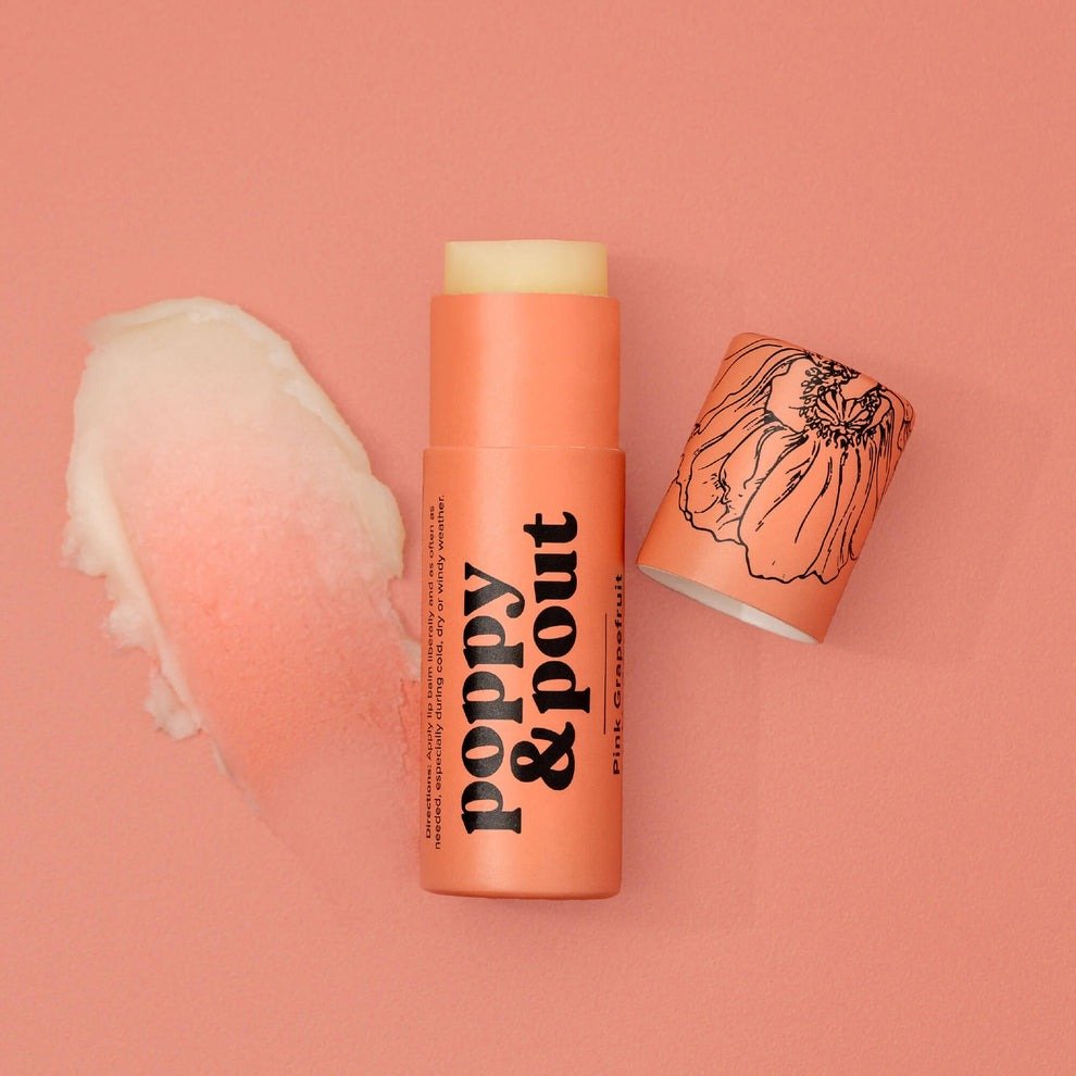 Poppy & Pout Lip Balm, Pink Grapefruit .3 Oz - CarrieAway