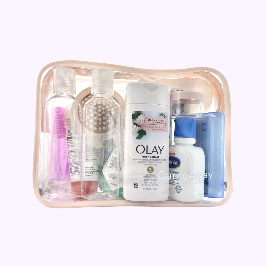Load video: Women's Complete Travel Kit with Fill Your Own Bottles TSA Compliant