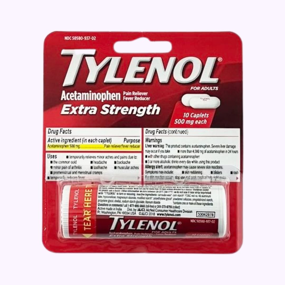 Tylenol Extra Strength 10 Count - CarrieAway Travel Size TSA Approved