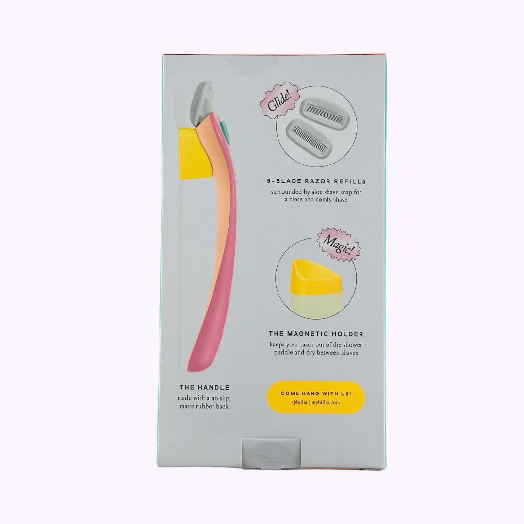 Billie Malibu Starter Kit Women Razor 2, 5-Blade Refills & Magnetic Holder
