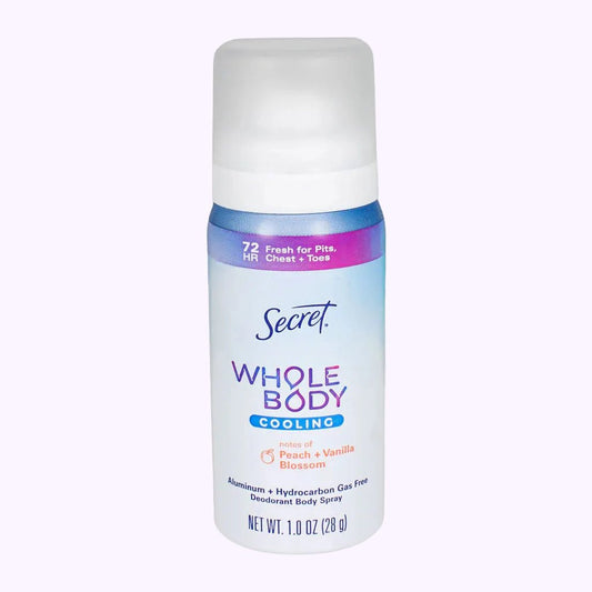 Secret Whole Body Peach + Vanilla Blossom Aluminum Free Deodorant Body Spray 1 Oz - CarrieAway travel size
