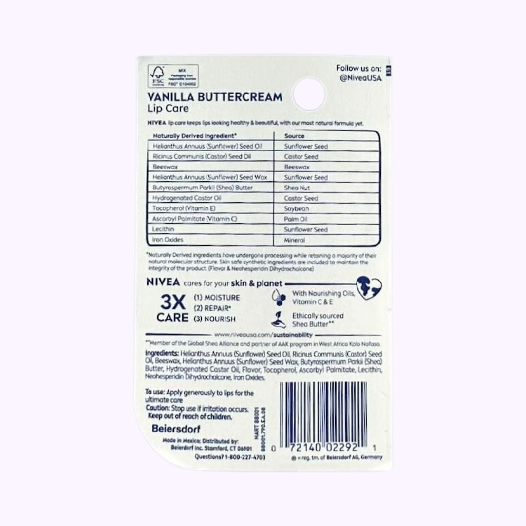 Nivea Vanilla Buttercream Lip Care .17 Oz - CarrieAway