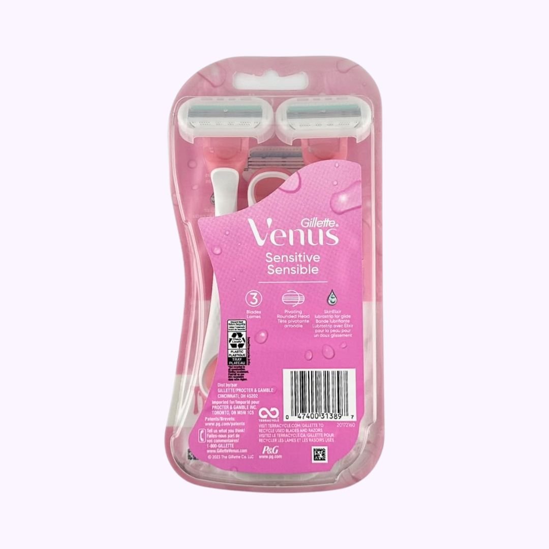 Gillette Venus Sensitive 3 Blade Disposable Razor 3 Count - CarrieAway
