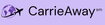CarrieAway logo with airplane and world map icon on a purple background