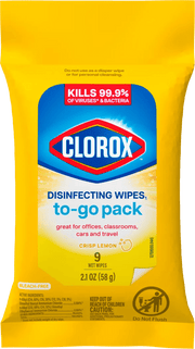 Clorox Disinfecting Wipes Crisp Lemon 9 Wipes - CarrieAway Travel Size TSA Approved