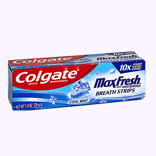 Colgate Max Fresh Cool Mint Whitening Toothpaste with Mini Breath Strips 1 Oz