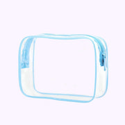 Susie Light Blue Trim Medium Cosmetic Bag - CarrieAway Toiletry Bag