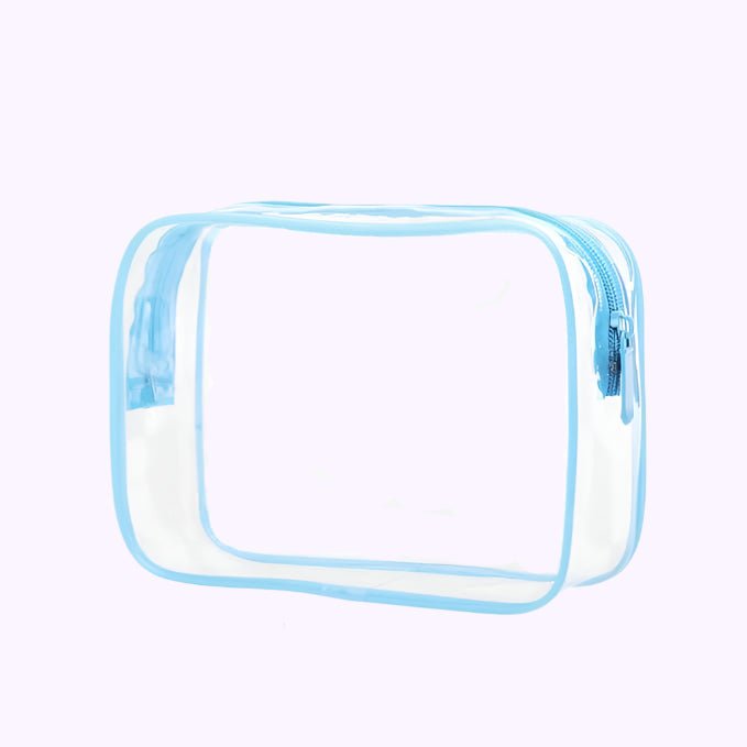 Susie Light Blue Trim Medium Cosmetic Bag - CarrieAway Toiletry Bag