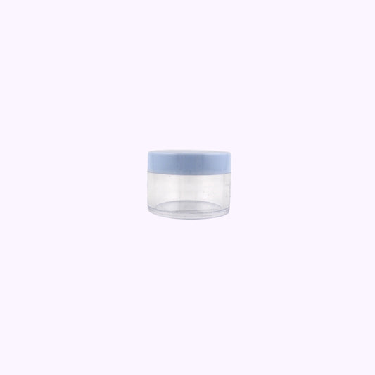 Empty Clear Container Light Blue Lid .53 Oz