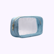 Evie Light Blue Medium Cosmetic Bag- CarrieAway