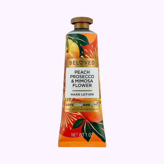 Love Beauty & Planet Beloved Peach Prosecco & Mimosa Flower Hand Lotion 1 Oz - CarrieAway
