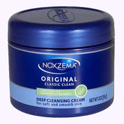 Noxzema Original Deep Cleansing Cream jar on a lilac background great for travel backpack travel size