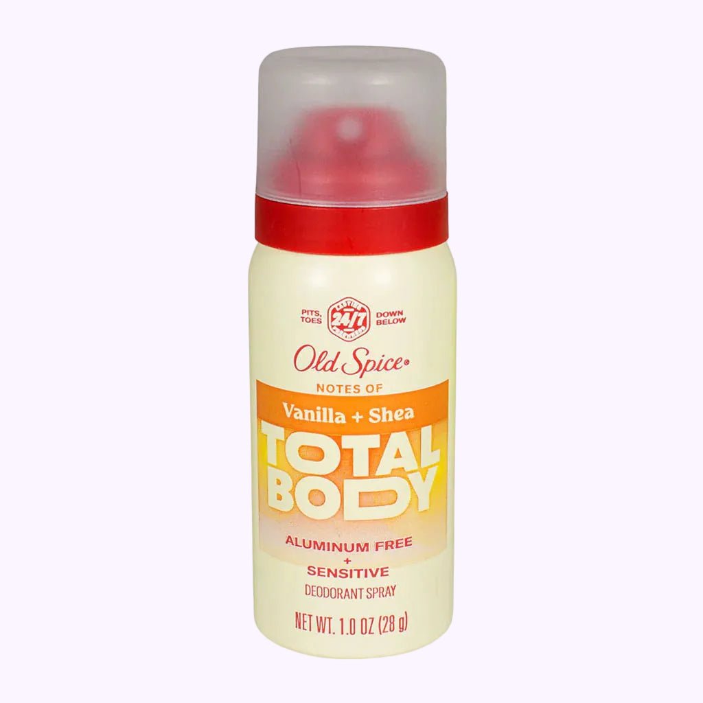 Old Spice Total Body Vanilla + Shea Aluminum Free Deodorant Body Spray 1 Oz - CarrieAway travel size travel friendly