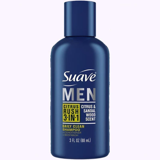 Suave Men 3-in-1 Citrus Rush Shampoo + Conditioner + Body Wash 3 Oz