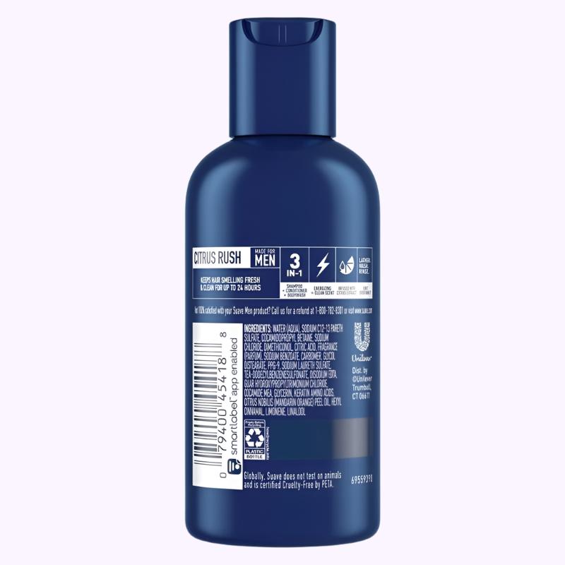 Suave Men 3 - in - 1 Citrus Rush Shampoo + Conditioner + Body Wash 3 Oz - CarrieAway