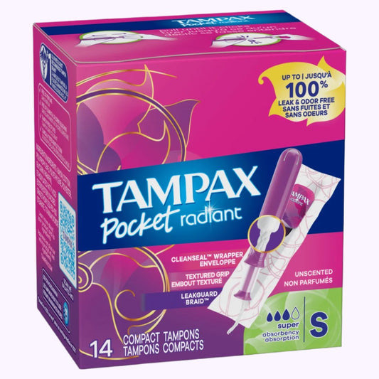Tampax Pocket Radiant Tampons Super Unscented 14 Ct