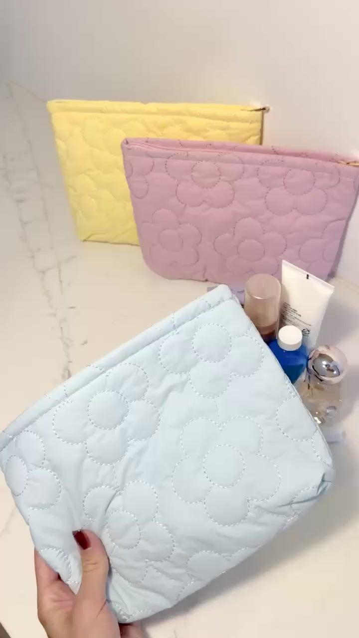 Load video: Bettie St. Gallen Blue - Medium Cosmetic Bag